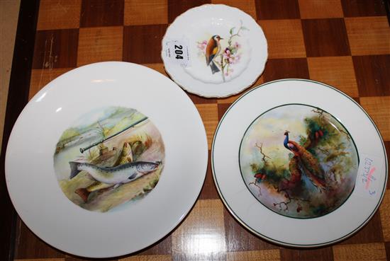 Three plates painted by Watkins(-)